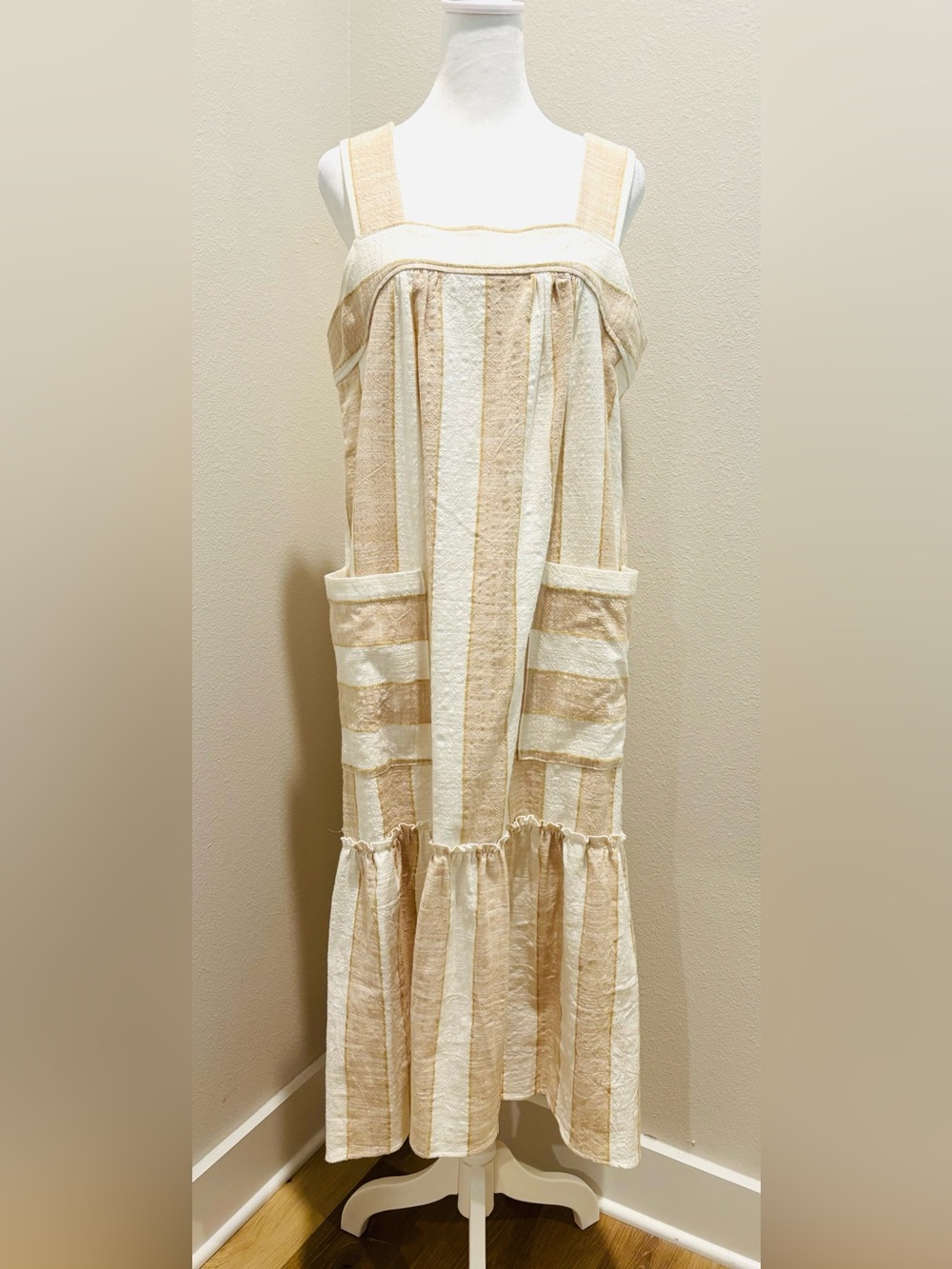 by Anthropologie Maeve Tan Tonal Striped Midi Dress - Picture 4 of 6